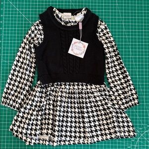 Black&White Houndstooth Kids Dress